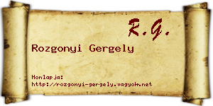 Rozgonyi Gergely névjegykártya